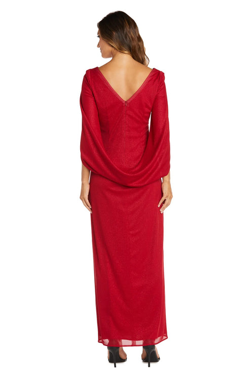 Red R&M Richards 7424P Long Formal Glitter Chiffon Petite Dress for $109.0 – The Dress Outlet