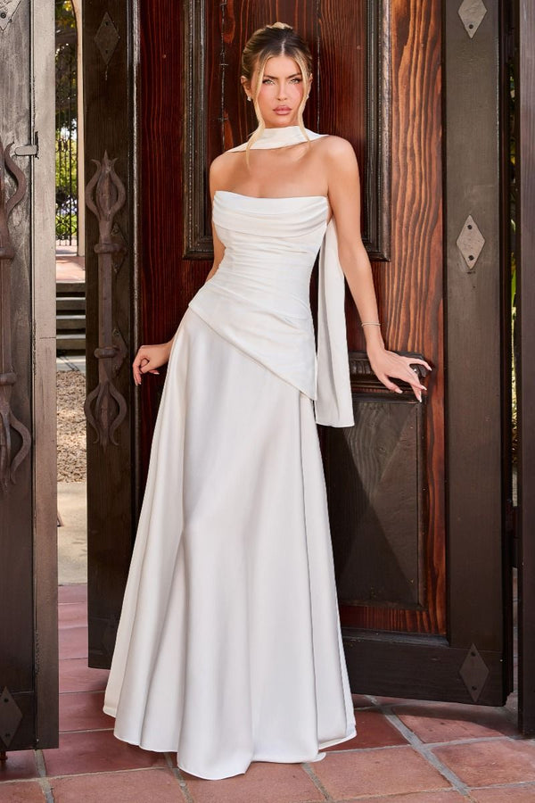 Strapless Floor-Length Satin Wedding Dress A-Line LaDivine 7432W