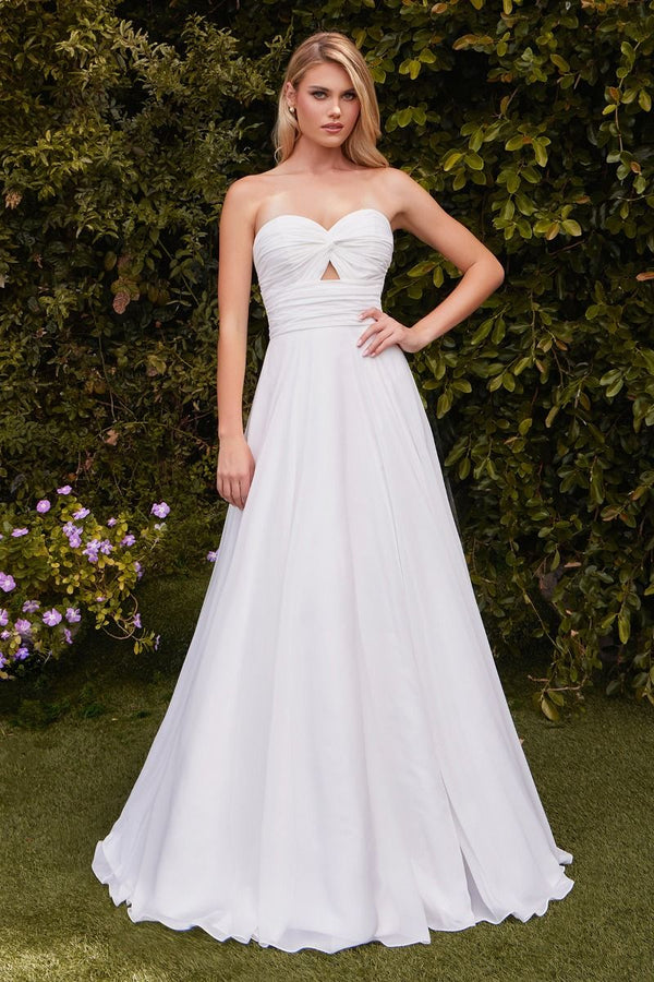 LaDivine 7435W Long Simple A Line Wedding Dress