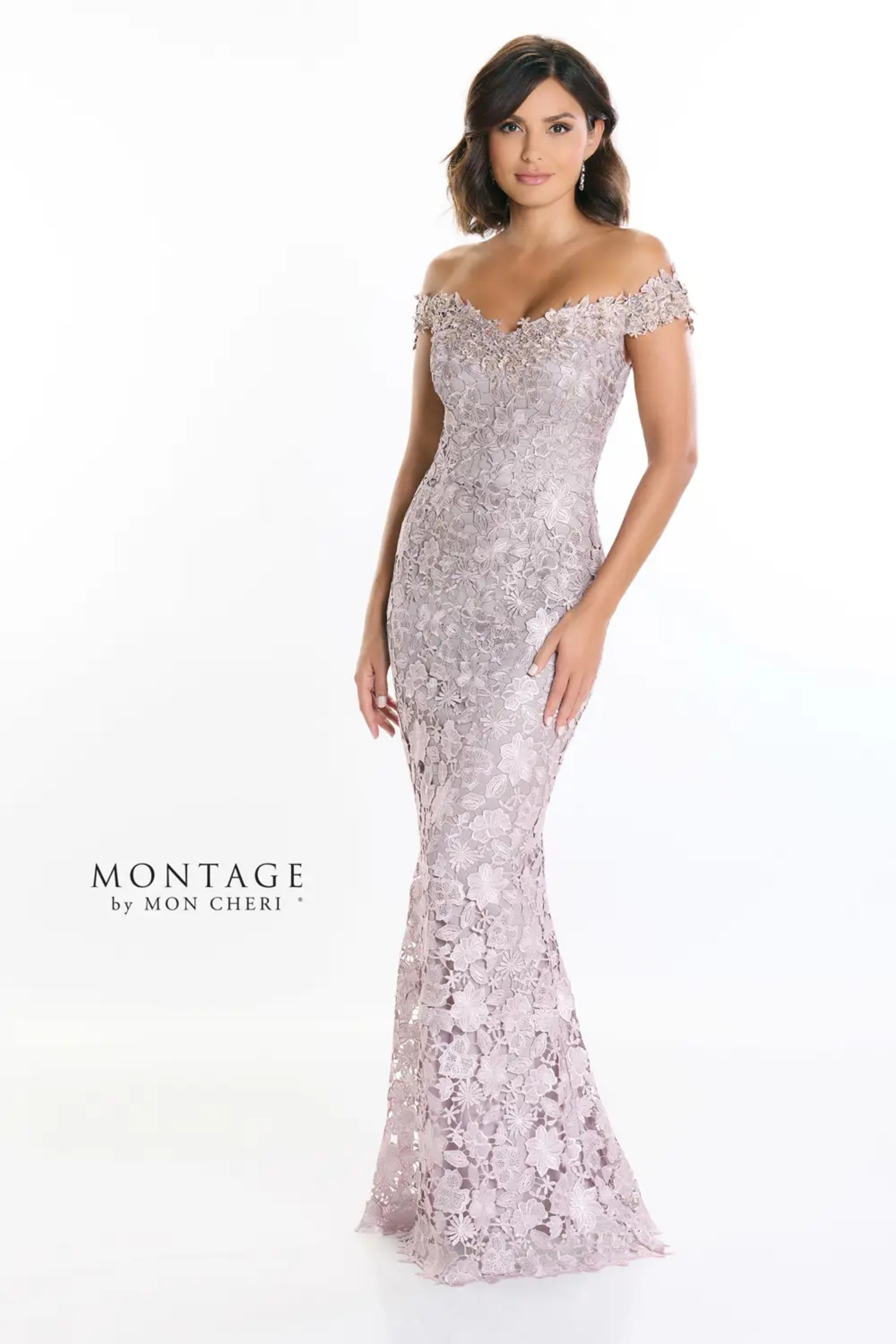Montage M507 Long Formal Beaded Lace Ombre Evening Dress - Champagne Ombre / 18W Montage M507 Long Formal Beaded Lace Ombre Evening Dress - Champagne Ombre / 18W