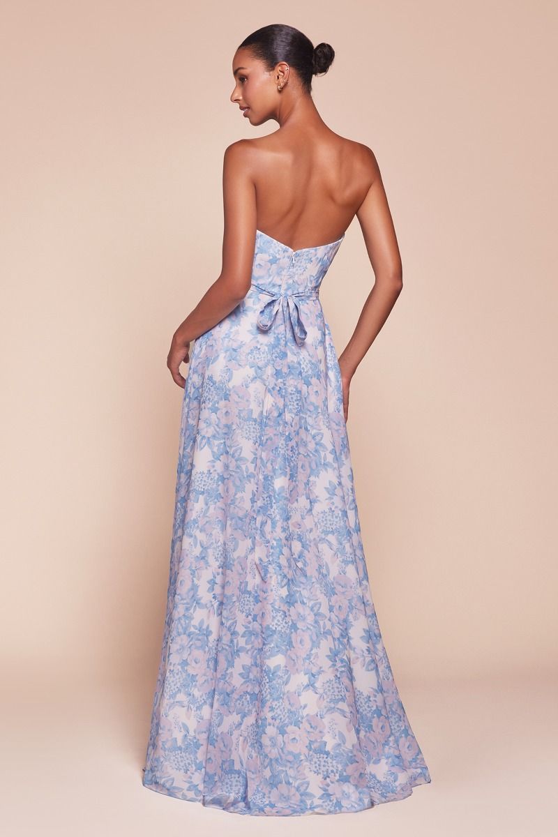 LaDivine 7443 Long A Line Floral Formal Prom Dress