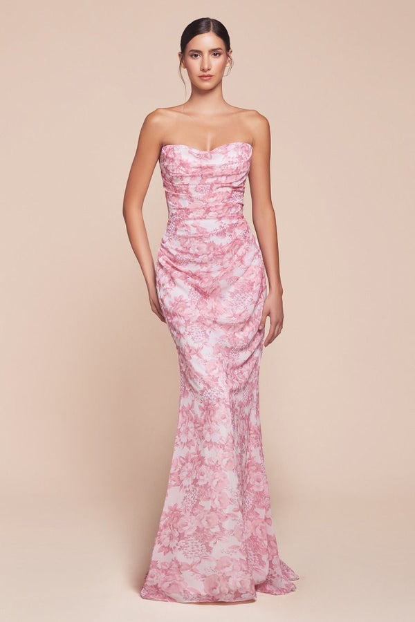 Prom Dresses Long Formal Floral Prom Dress Rose