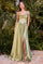Prom Dresses Long Formal Slit A Line Evening Dress Greenery