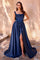 Prom Dresses Long Formal Slit A Line Evening Dress Navy