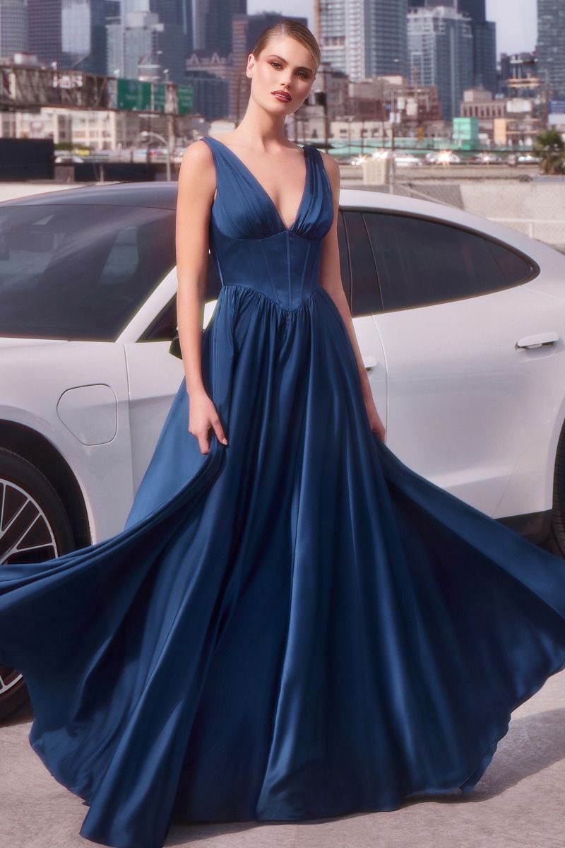 LaDivine 7447 Long Formal Prom A Line Dress
