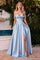 Prom Dresses A Line Long Formal Slit Prom Dress Lt Blue