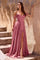 Prom Dresses A Line Long Formal Slit Prom Dress Muave Rose