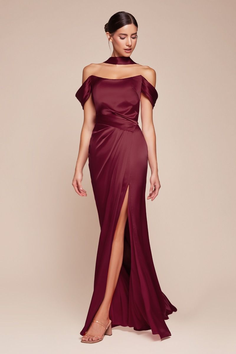 LaDivine 7452 Long Formal Evening Prom Slit Dress