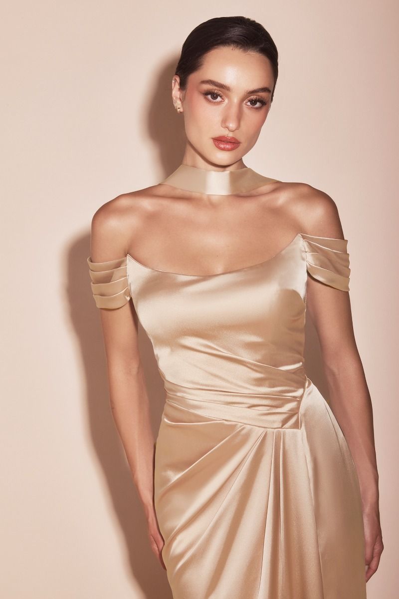 Prom Dresses Long Formal Evening Prom Slit Dress Champagne