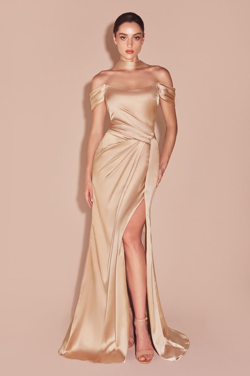 LaDivine 7452 Long Formal Evening Prom Slit Dress