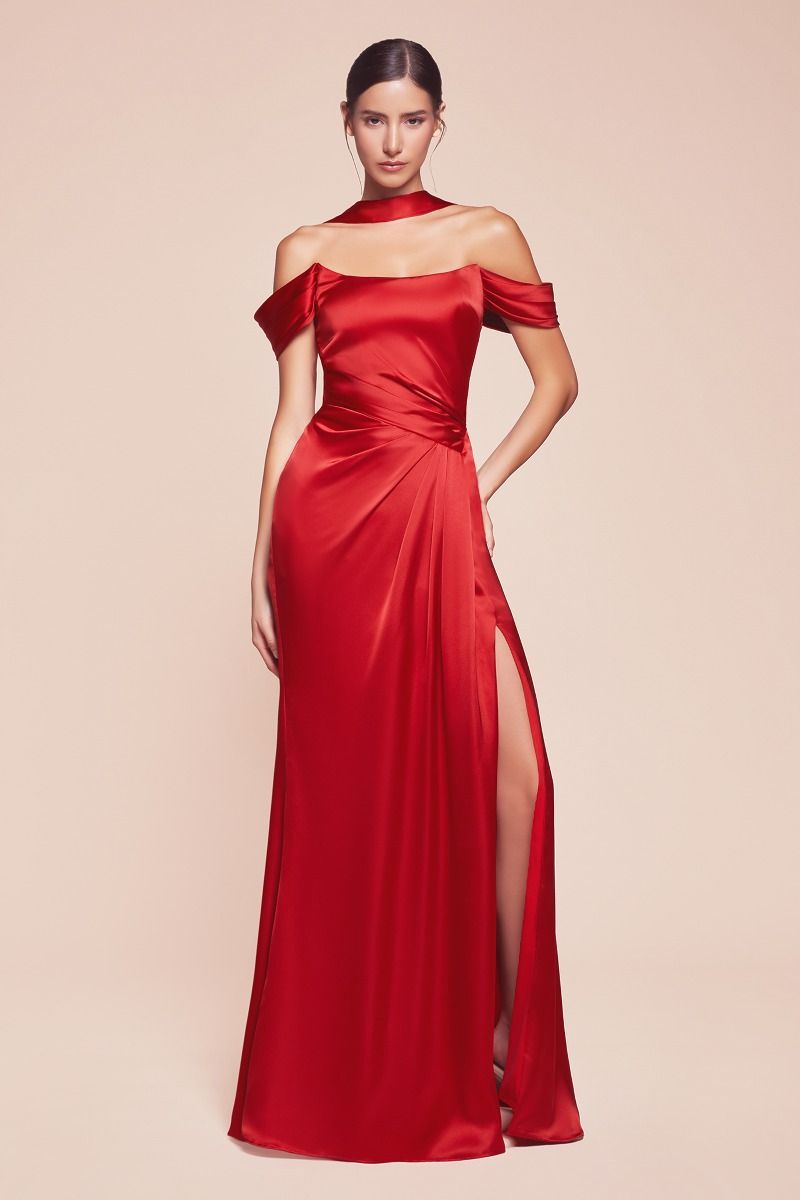 LaDivine 7452 Long Formal Evening Prom Slit Dress