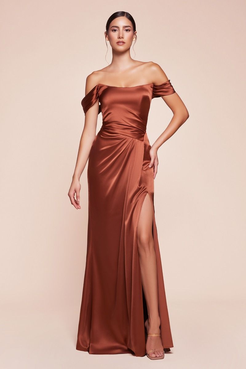 LaDivine 7452 Long Formal Evening Prom Slit Dress