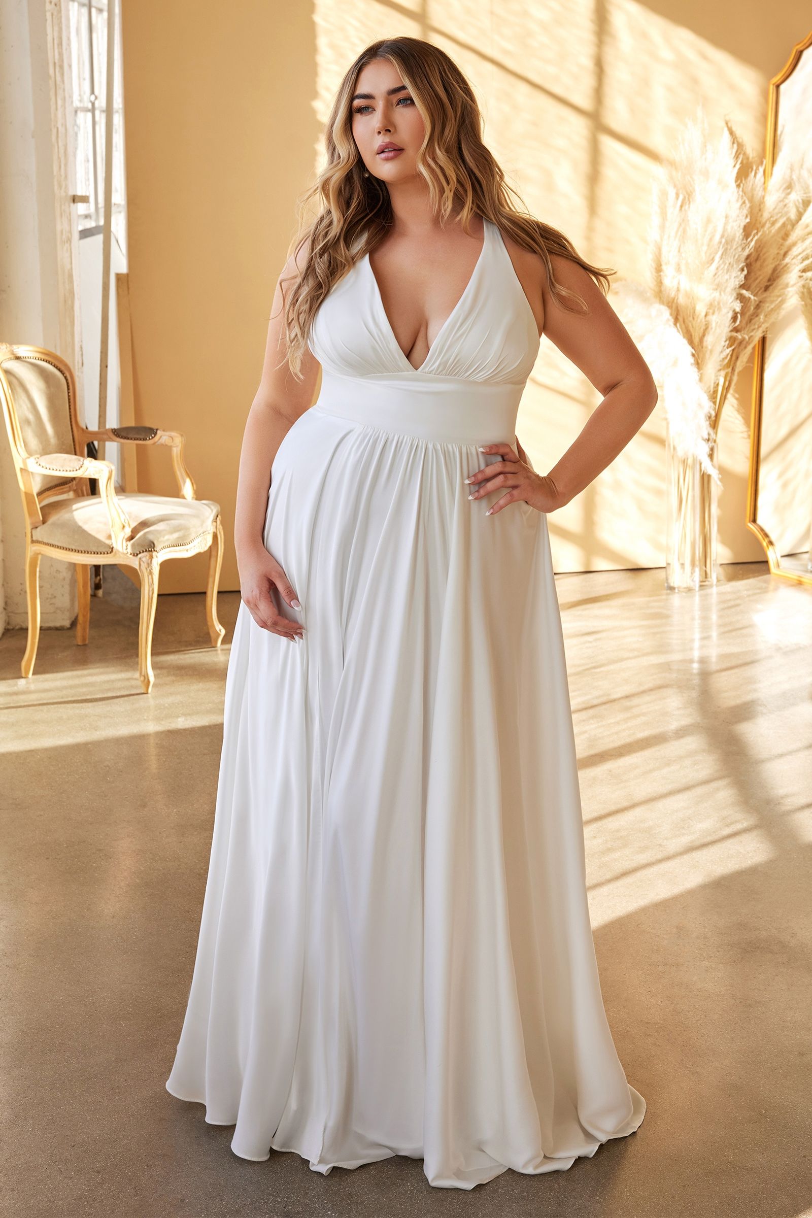 knee length dresses for ladies Ladivine 7469WW Long Formal Dress