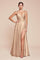 Spaghetti Strap Long Prom Dress Plus Size Champagne Gold