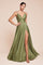 Spaghetti Strap Long Prom Dress Plus Size Greenery