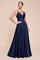 Spaghetti Strap Long Prom Dress Plus Size Navy