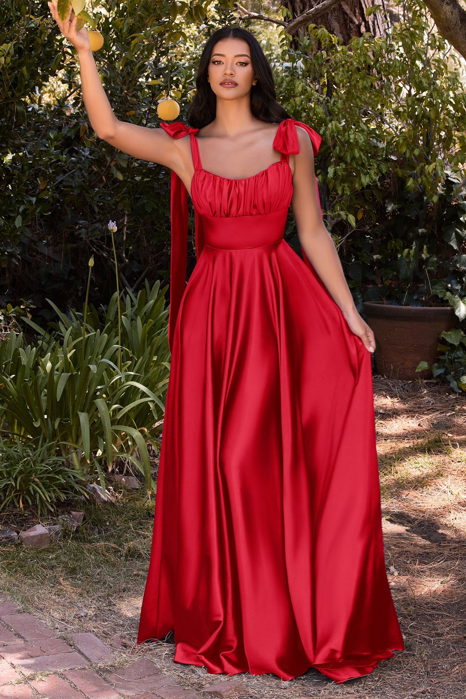 LaDivine 7490 Sleeveless A Line Satin Prom Dress