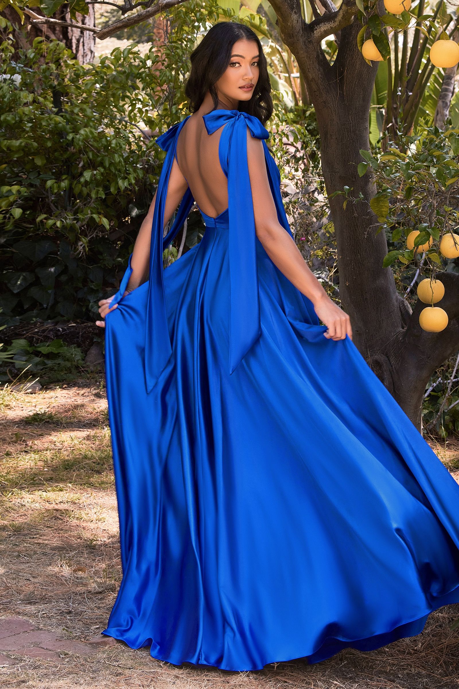 LaDivine 7490 Sleeveless A Line Satin Prom Dress