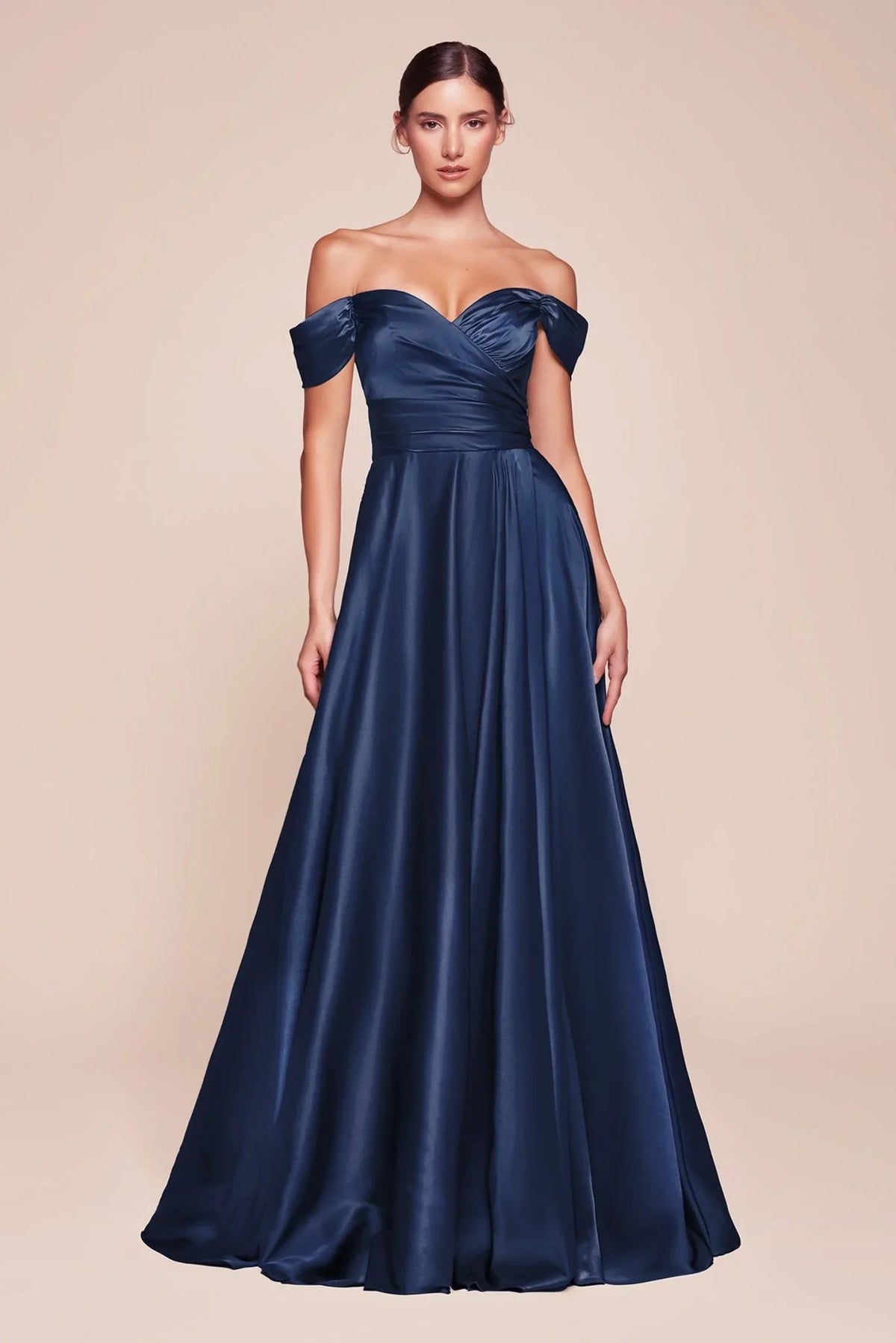 Plus Size Long Off Shoulder Dress Navy