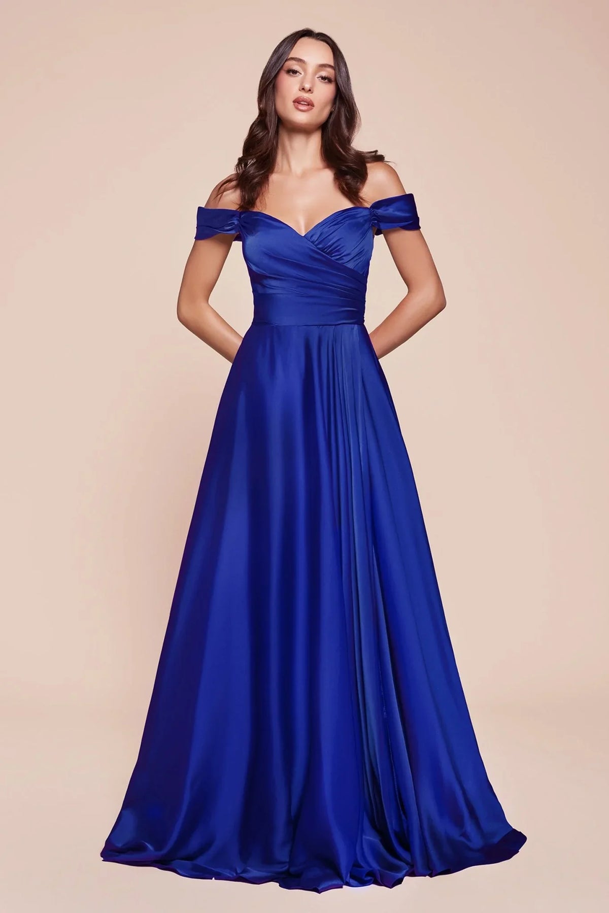 Plus Size Long Off Shoulder Dress Royal