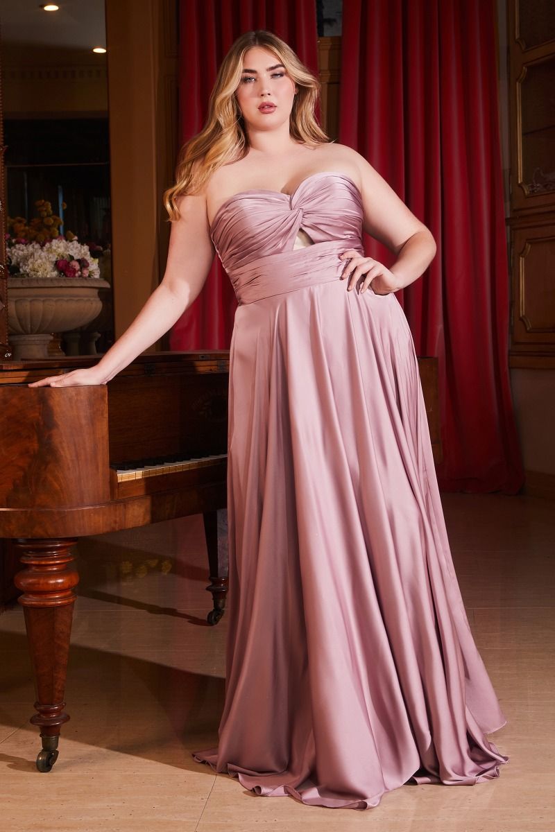 slim fit dress slacks Ladivine PT004C Plus Size Fitted Long Formal Dress main image 0