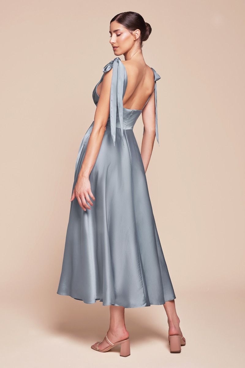 LaDivine 7499 A Line dress in dusty blue
