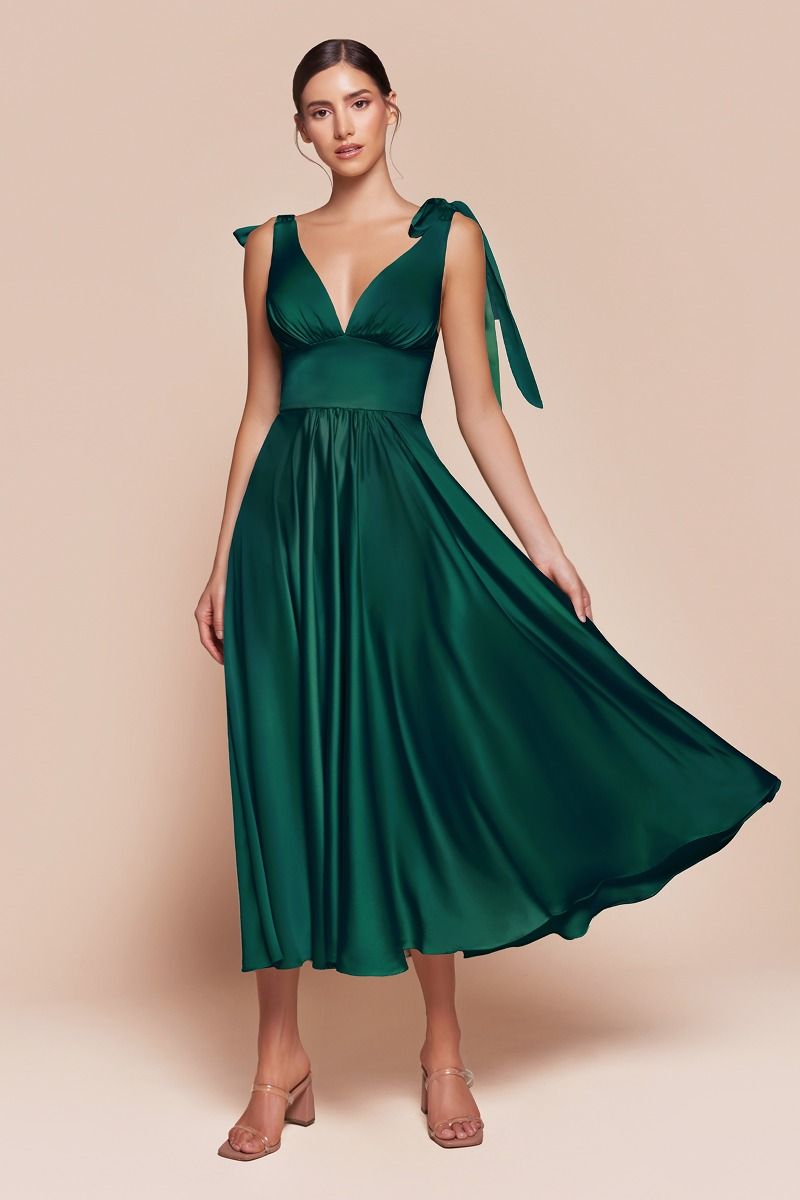 LaDivine 7499 A Line dress in emerald