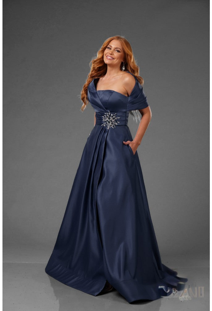 Terani Couture 251M4441 Pleated Long Formal Beaded Evening Dress