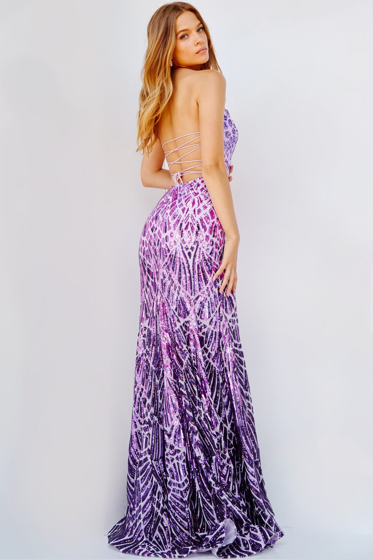 Prom Dresses Fitted Sequin Long Formal Prom Dress Lilac Purple