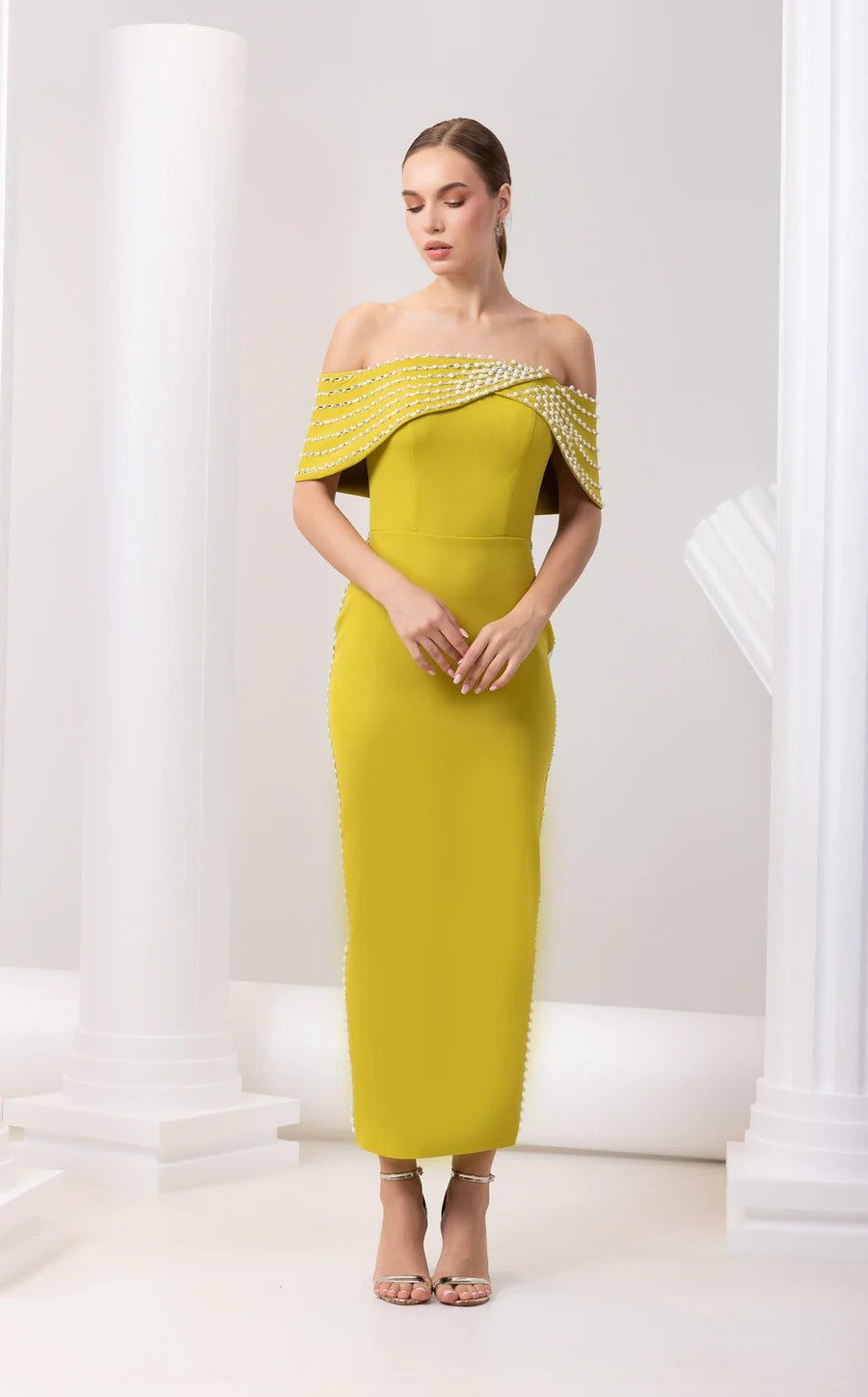 Odrella 7541 Formal Long Beaded Prom Dress
