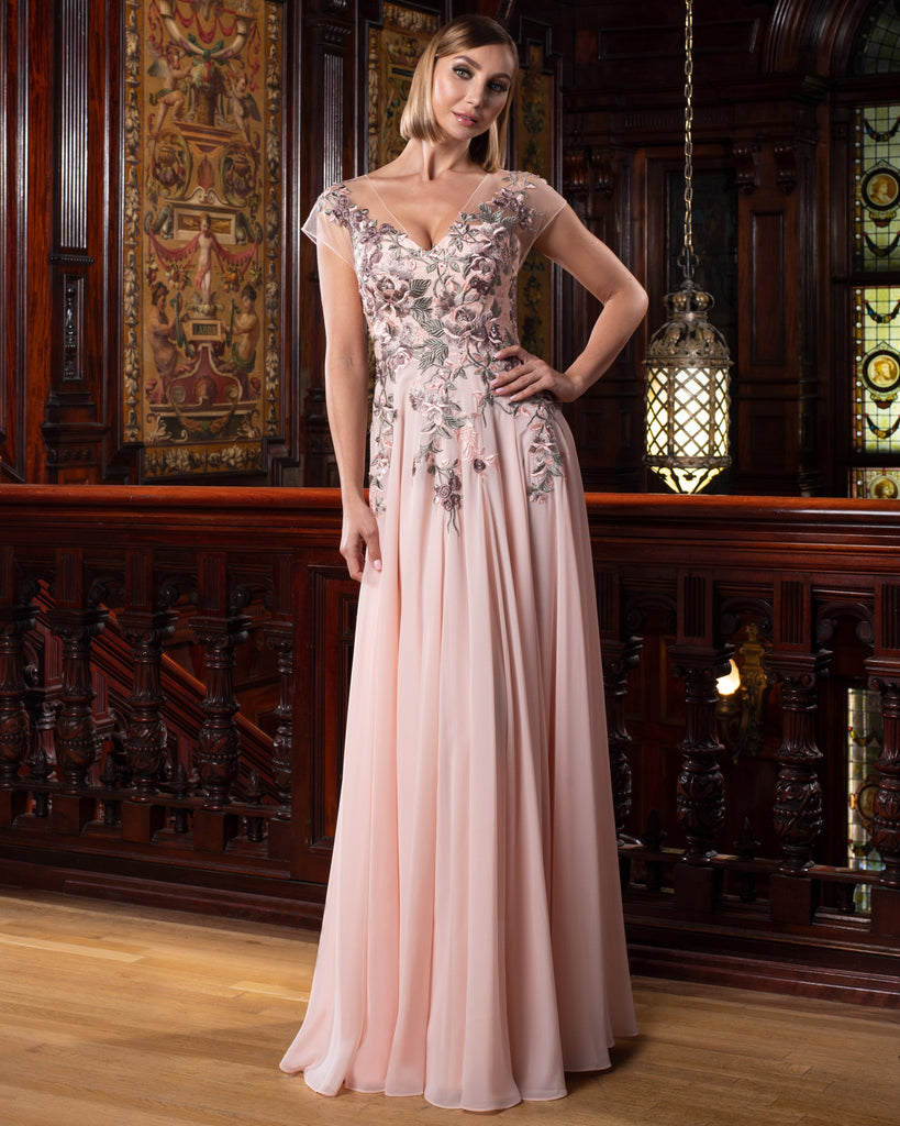 Alexander by Daymor 758 A Line Long Floral Formal Evening Dress