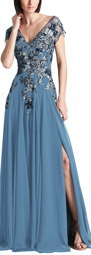 Formal Dresses A Line Long Floral Formal Evening Dress Delphi Blue