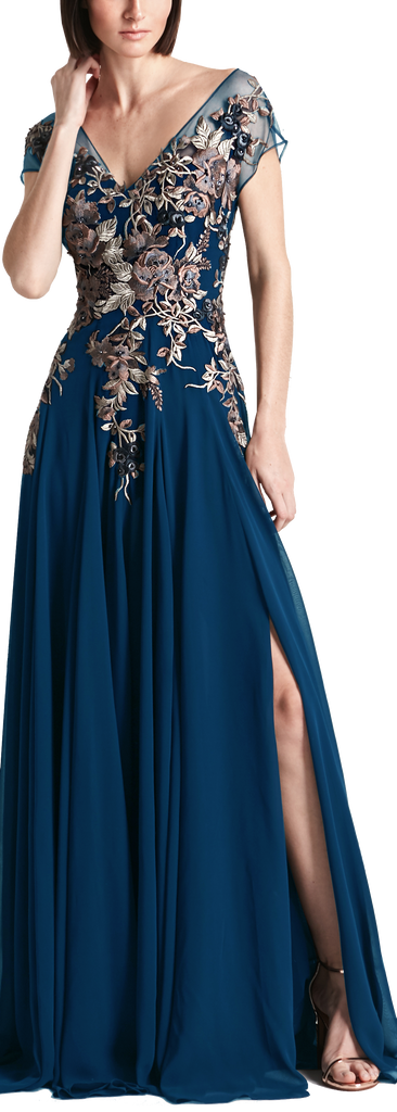 Formal Dresses Long Slit Formal A Line Evening Dress Teal Blue