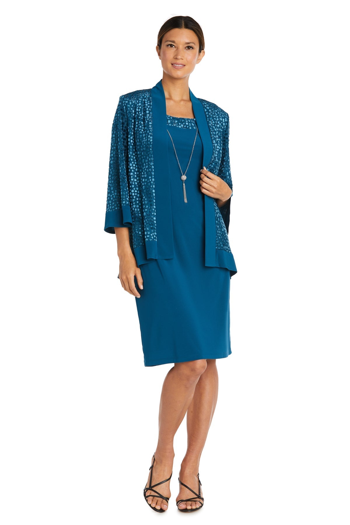 R&M Richards 7597P Short Velvet Mother of the Bride Petite Jacket Dress
