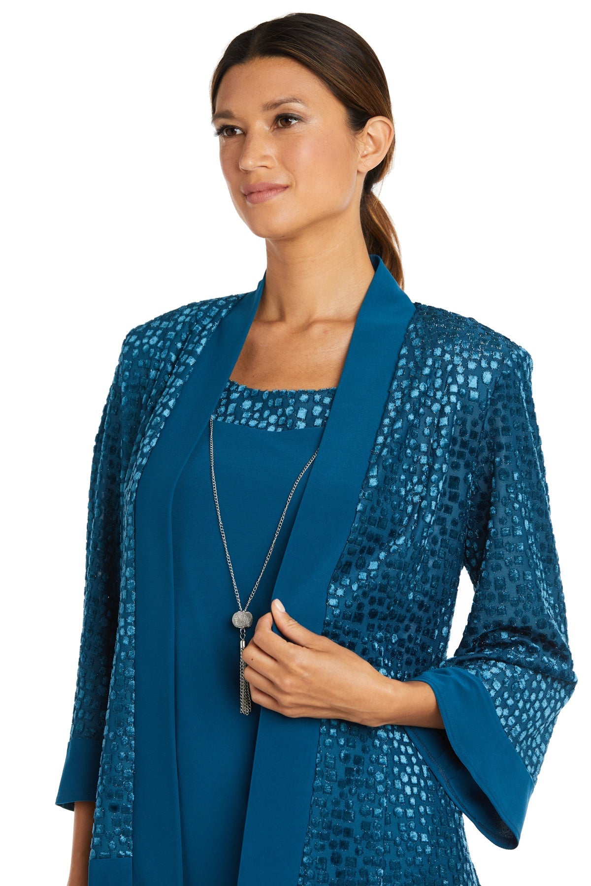 R&M Richards 7597P Short Velvet Mother of the Bride Petite Jacket Dress