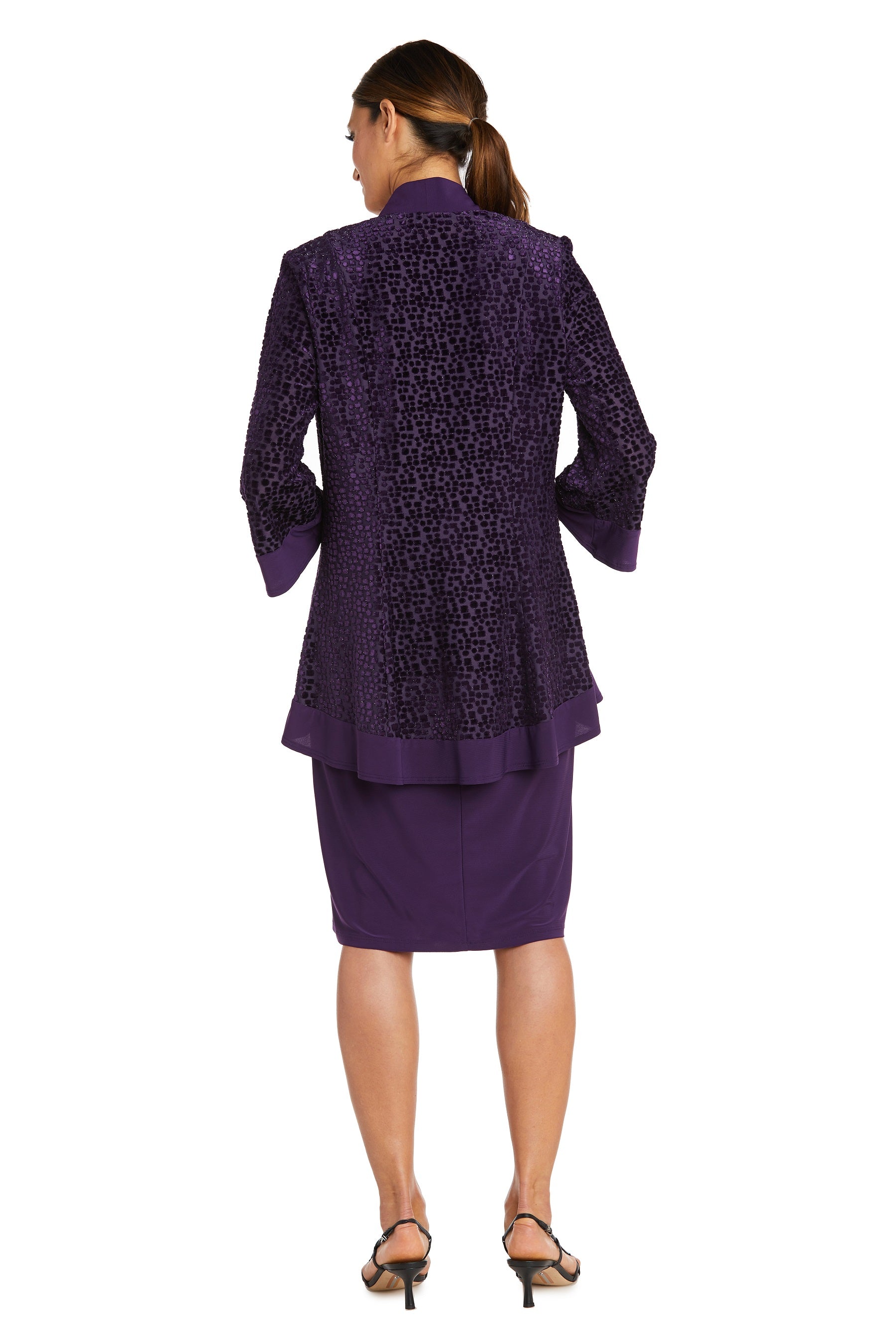R&M Richards 7597P Short Velvet Mother of the Bride Petite Jacket Dress