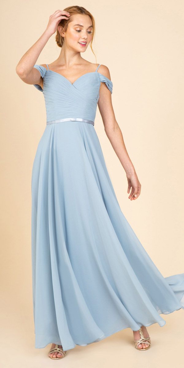 Formal Dresses Long Pleated Prom A line Formal Dress Eureka Fashion 7611 Dusty Blue