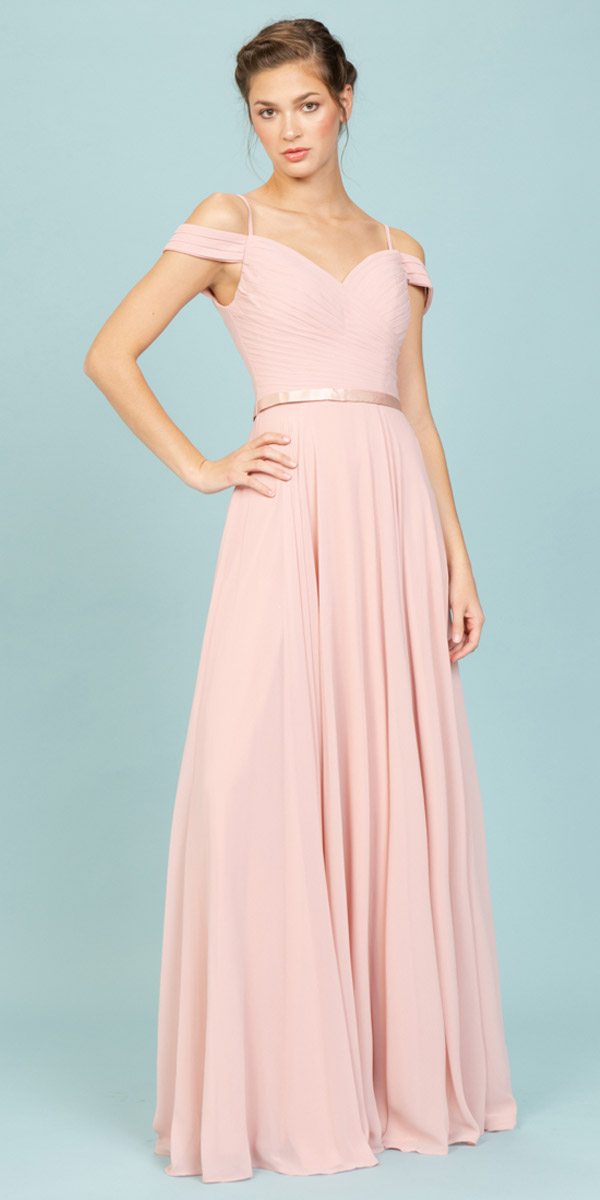 Formal Dresses Long Pleated Prom A line Formal Dress Eureka Fashion 7611 Dusty Rose