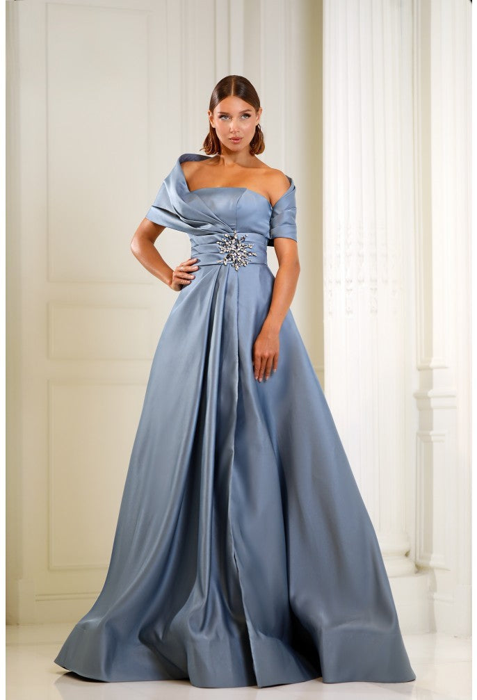 Terani Couture 251M4441 Pleated Long Formal Beaded Evening Dress