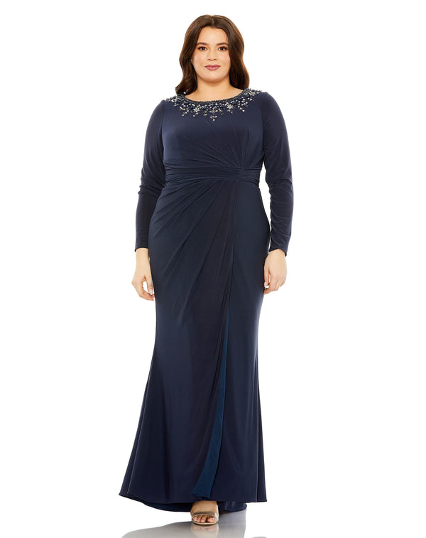 Formal Long Sleeve Dress Plus Size Mac Duggal 77023