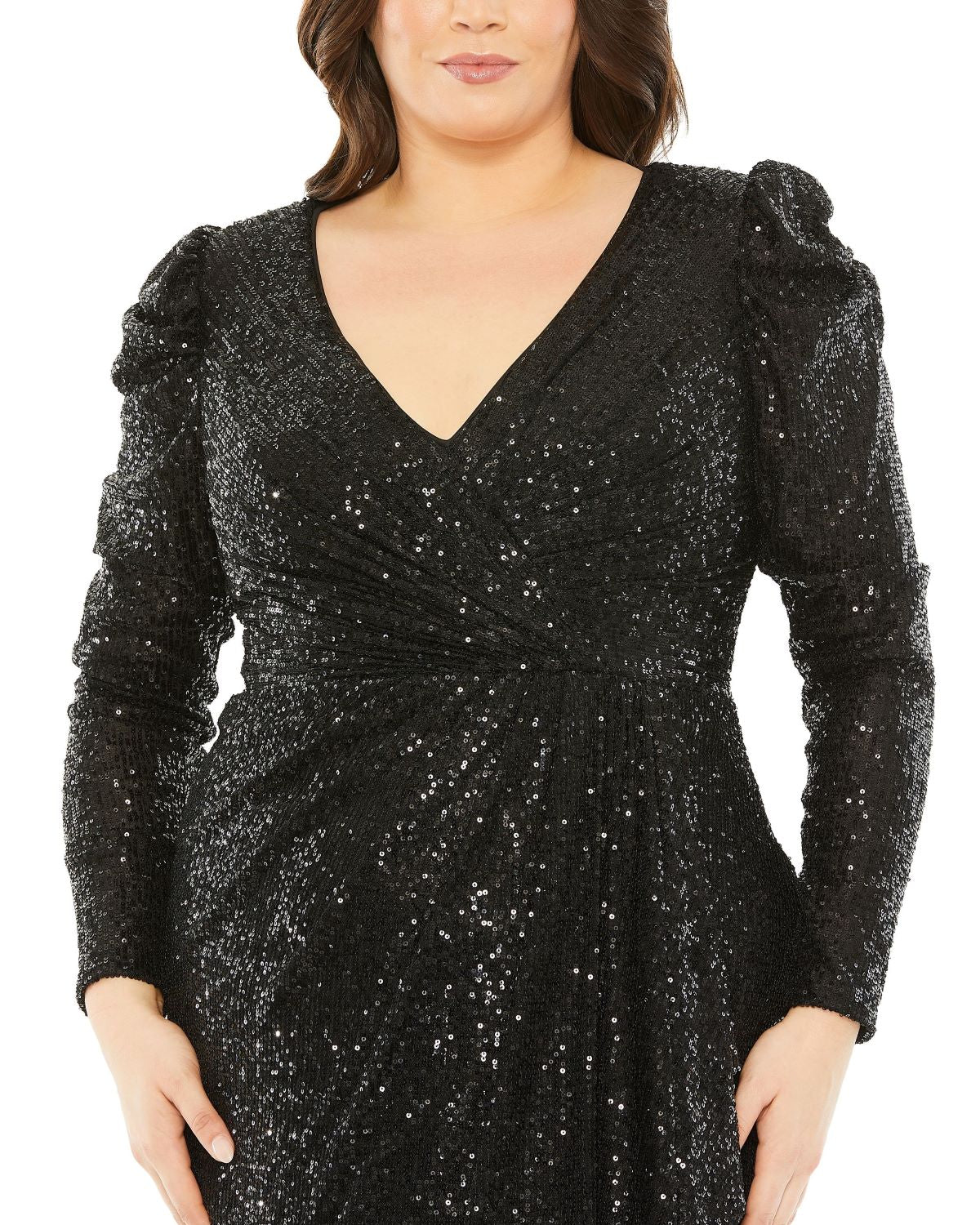 Mac Duggal 77029 Sequins Long Sleeve Plus size Formal Dress