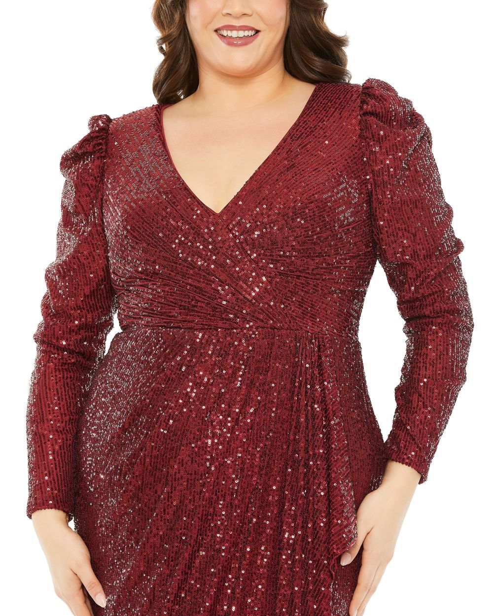 Mac Duggal 77029 Sequins Long Sleeve Plus size Formal Dress