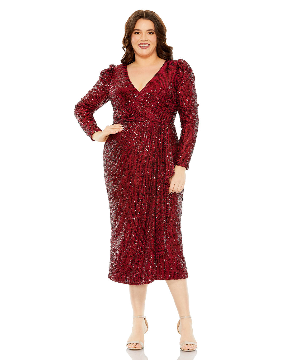 Mac Duggal 77029 Sequins Long Sleeve Plus size Formal Dress