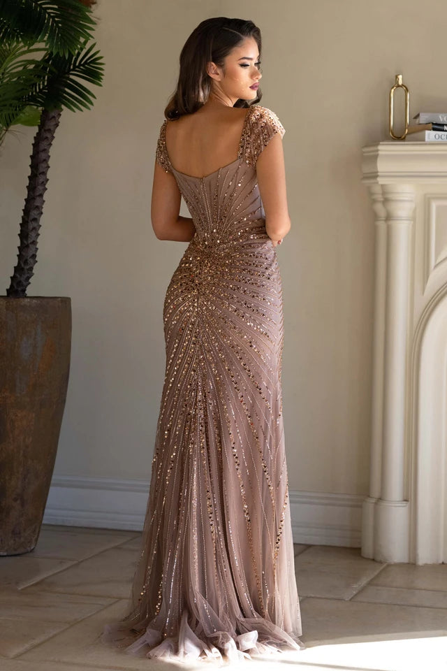 Sweetheart Floor-Length Tulle Evening Sheath Lenovia 8456