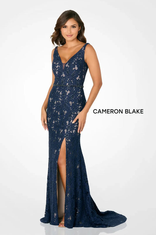 Formal Dresses A Line Formal Long Beaded Dress Navy Blue/Nude