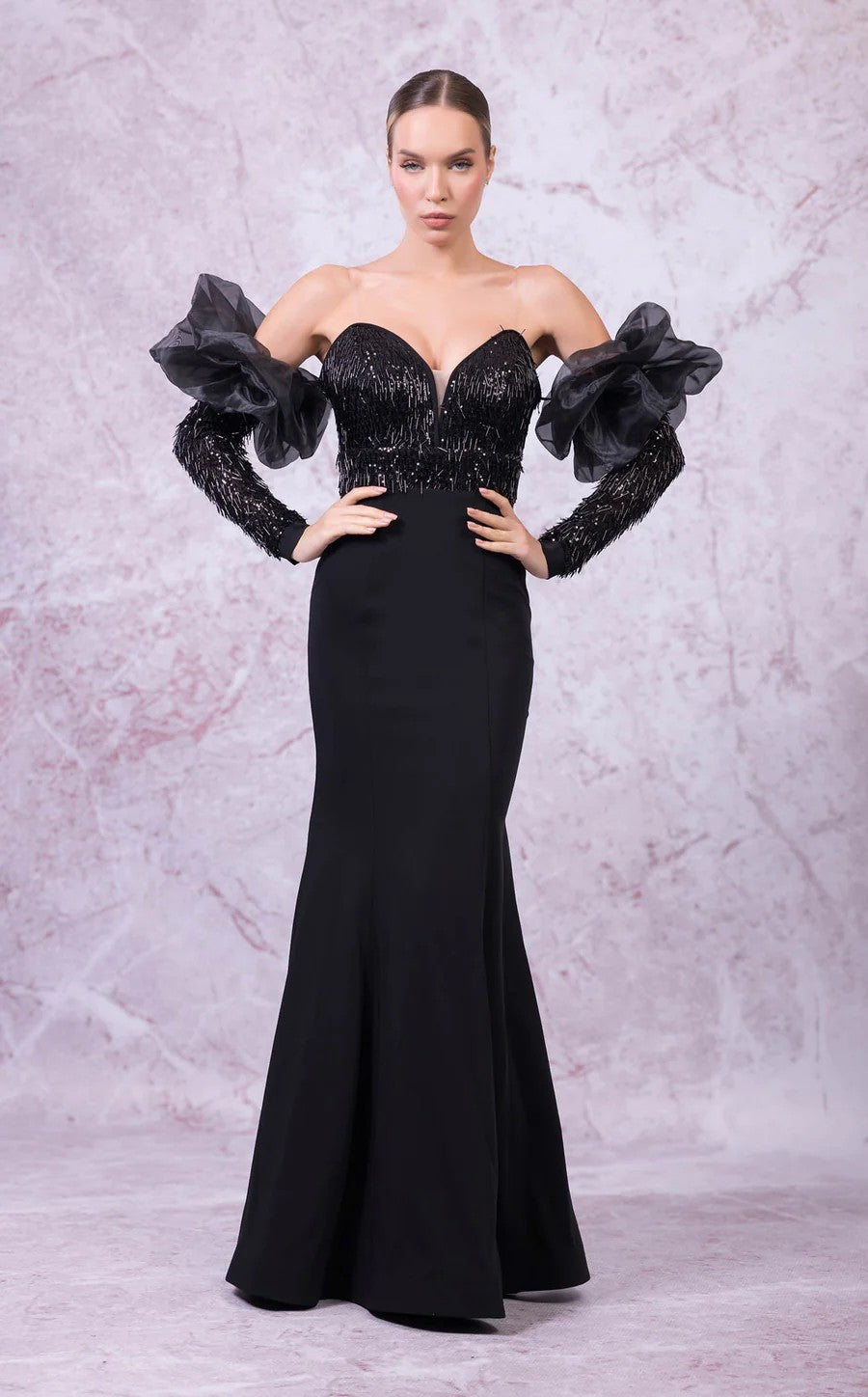 Odrella 7784 Long Prom Formal Lace Dress