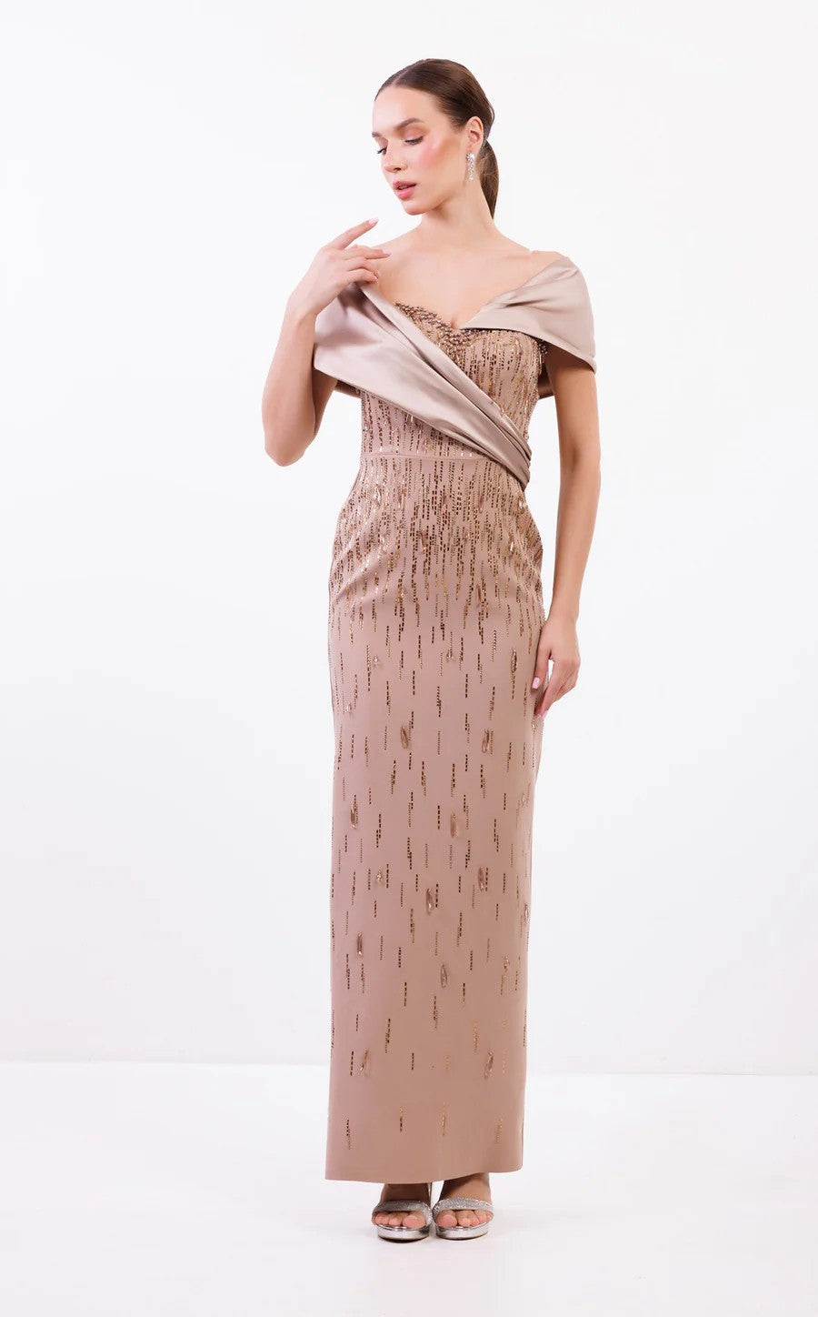 Odrella 7792 Long Beaded Formal Fitted Prom Dress