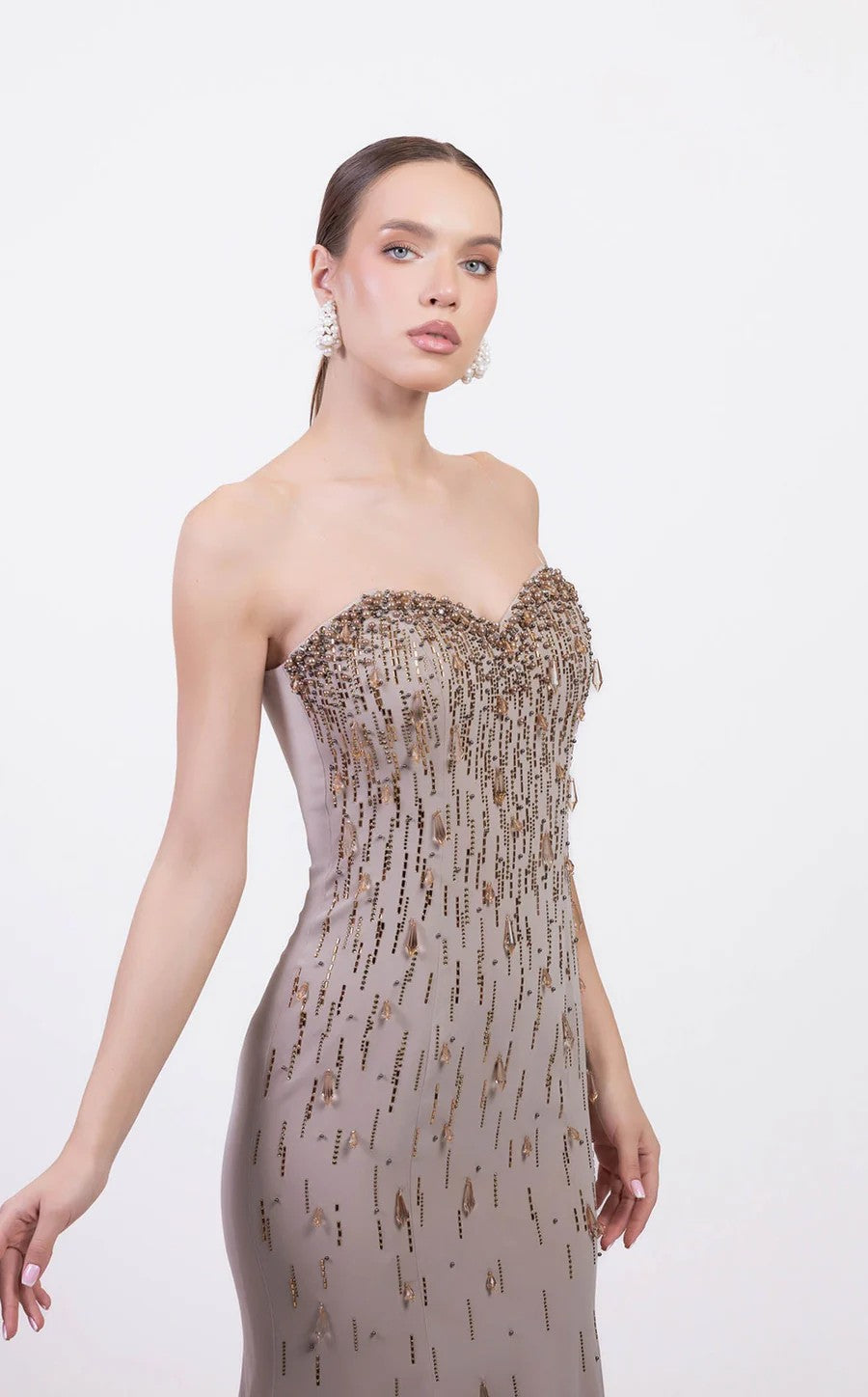 Odrella 7828 Long Formal Beaded Evening Prom Dress