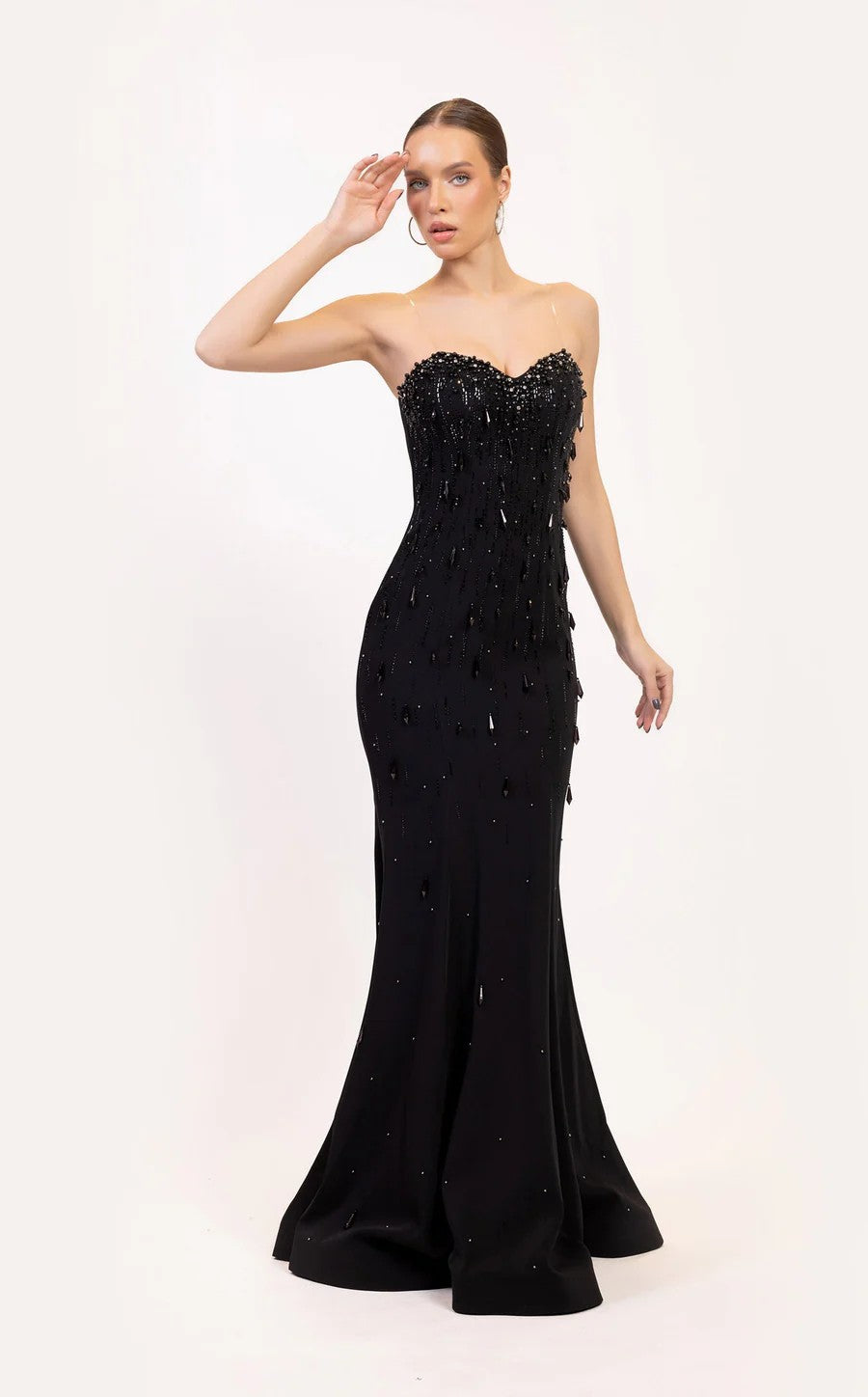 Odrella 7828 Long Formal Beaded Evening Prom Dress