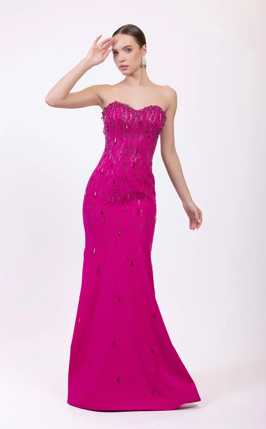 Odrella 7828 Long Formal Beaded Evening Prom Dress